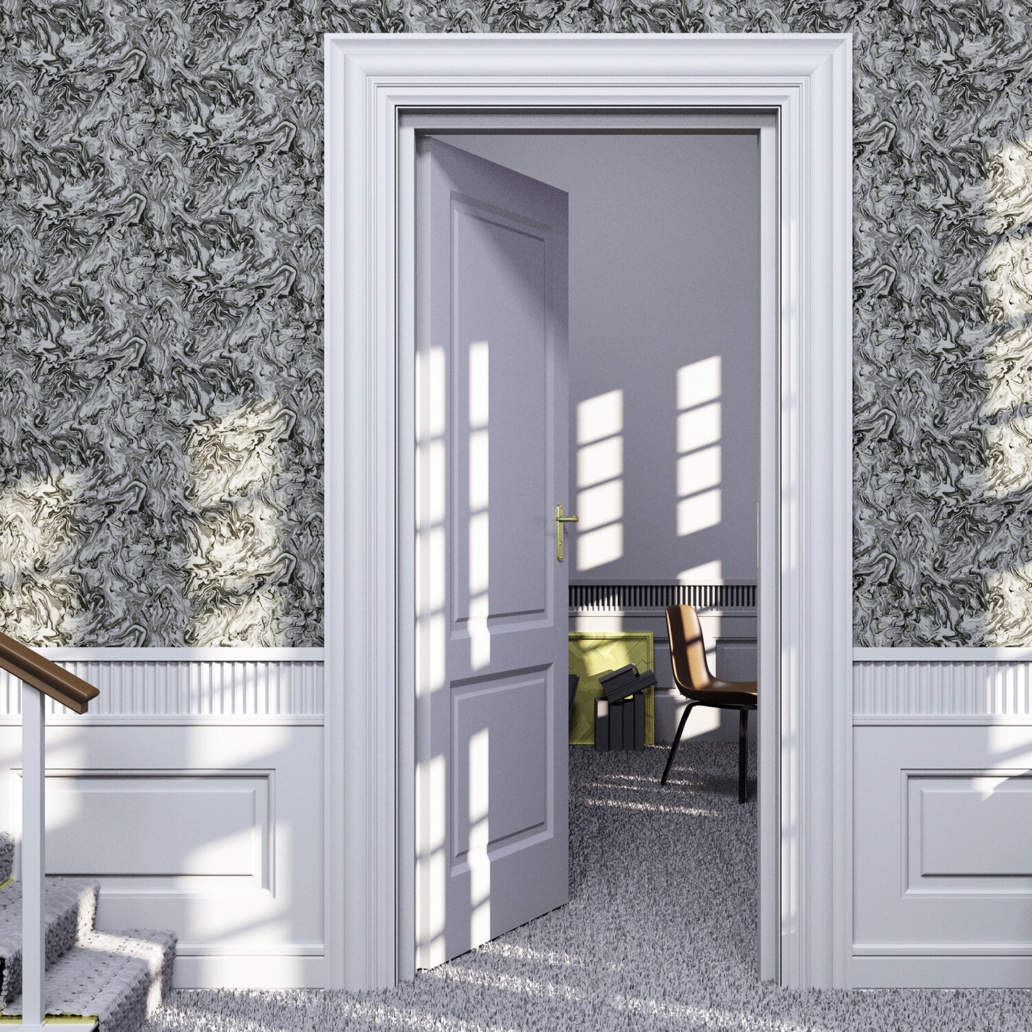 Liquid Marbled Wallpaper - Charcoal Image 5