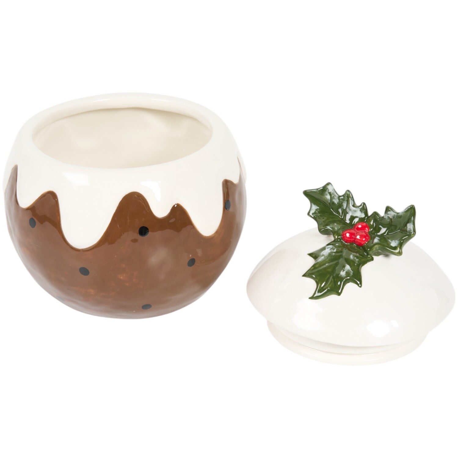 Christmas Pudding Cookie Jar Brown Image 3