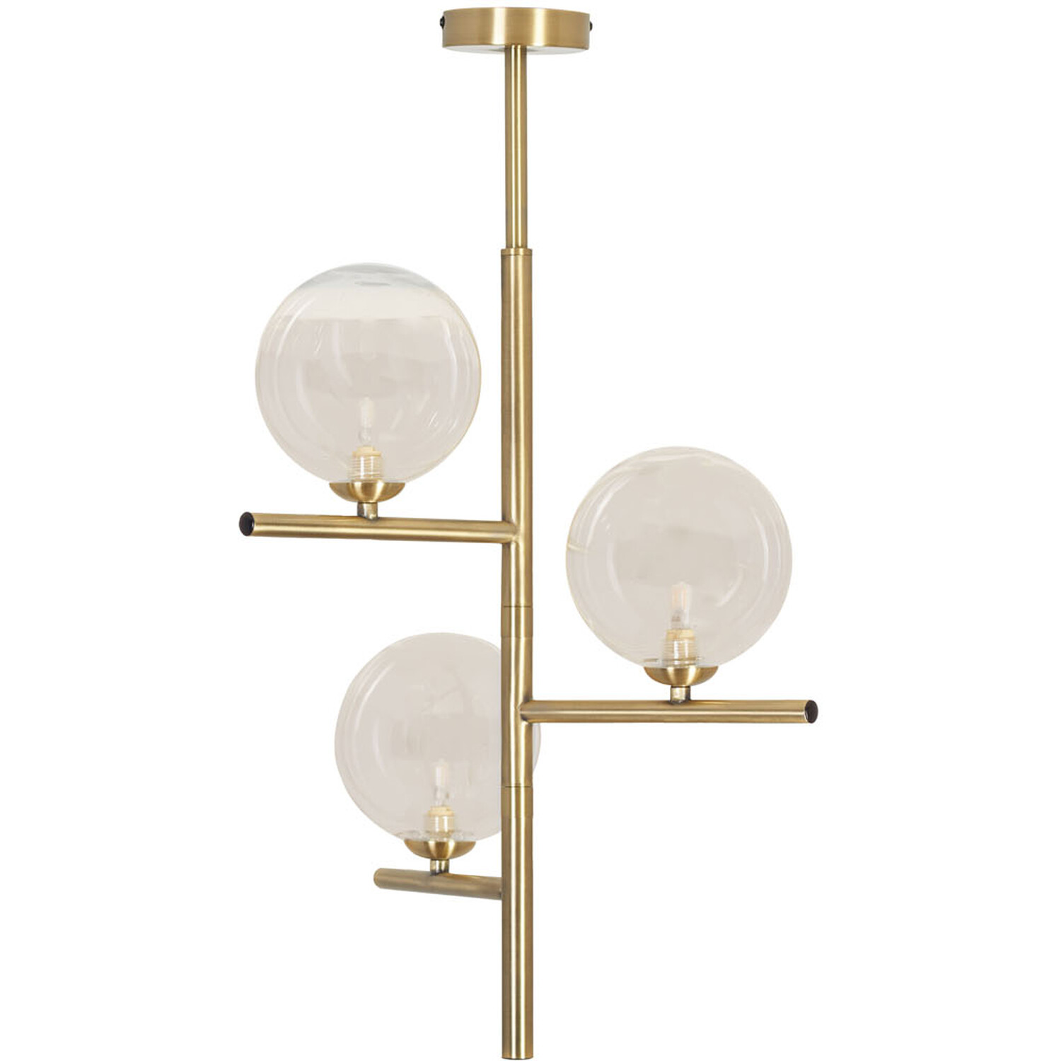 Darcie Gold and Glass 3 Light Ceiling Fitting Image 2