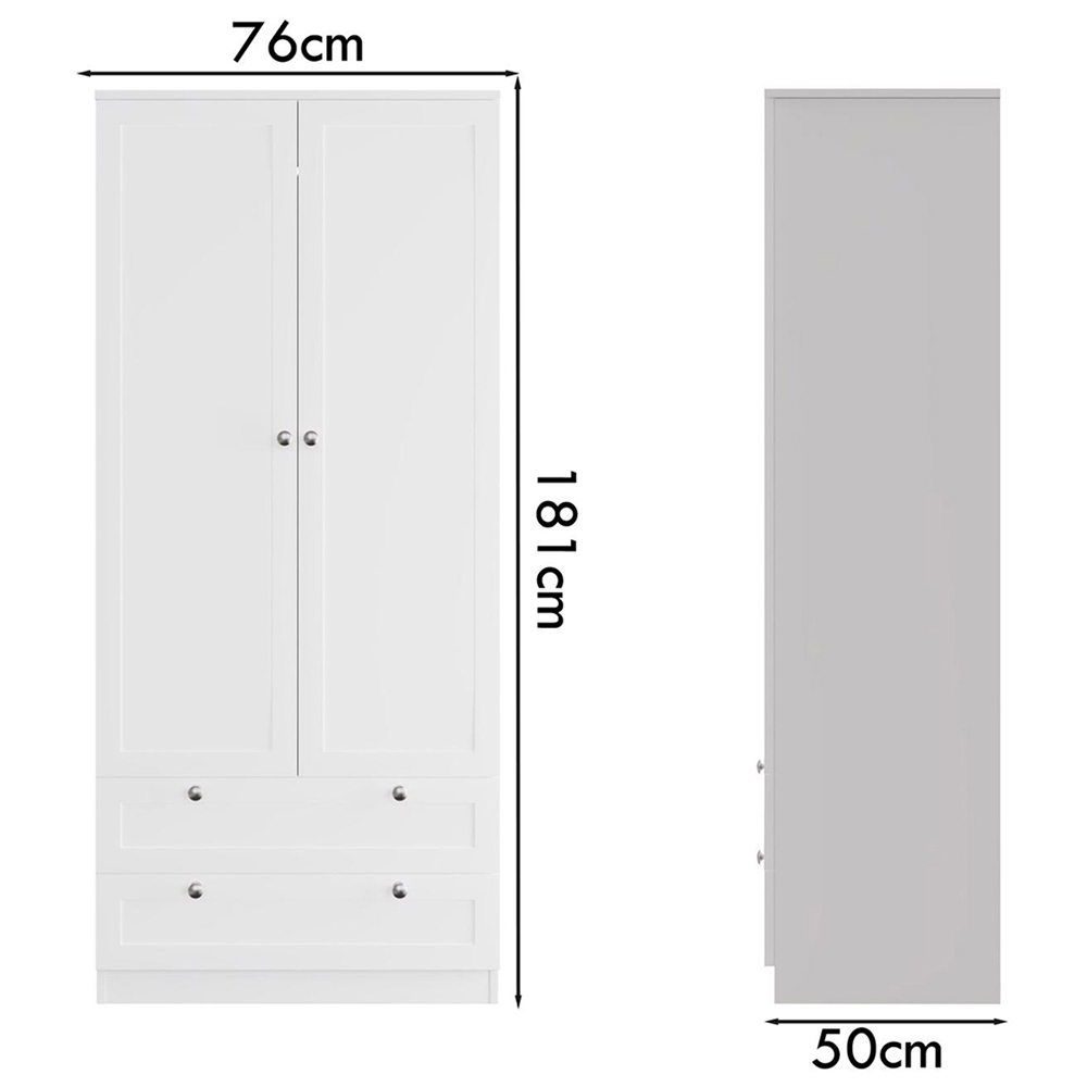 FWStyle Artus 2 Door 2 Drawer White Panelled Combination Wardrobe Image 7