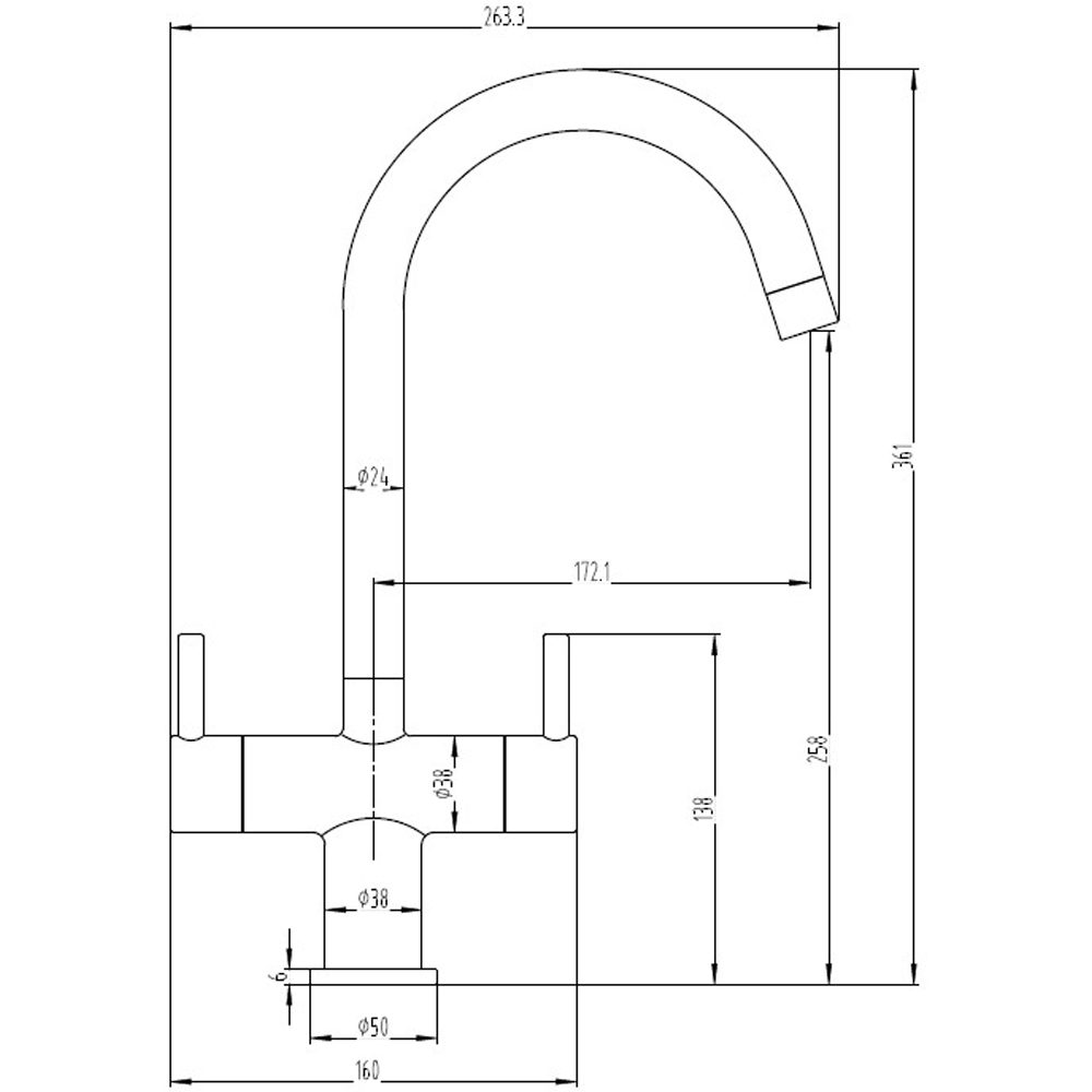 Reginox Adour CH Polished Chrome Dual Lever Kitchen Tap Image 3