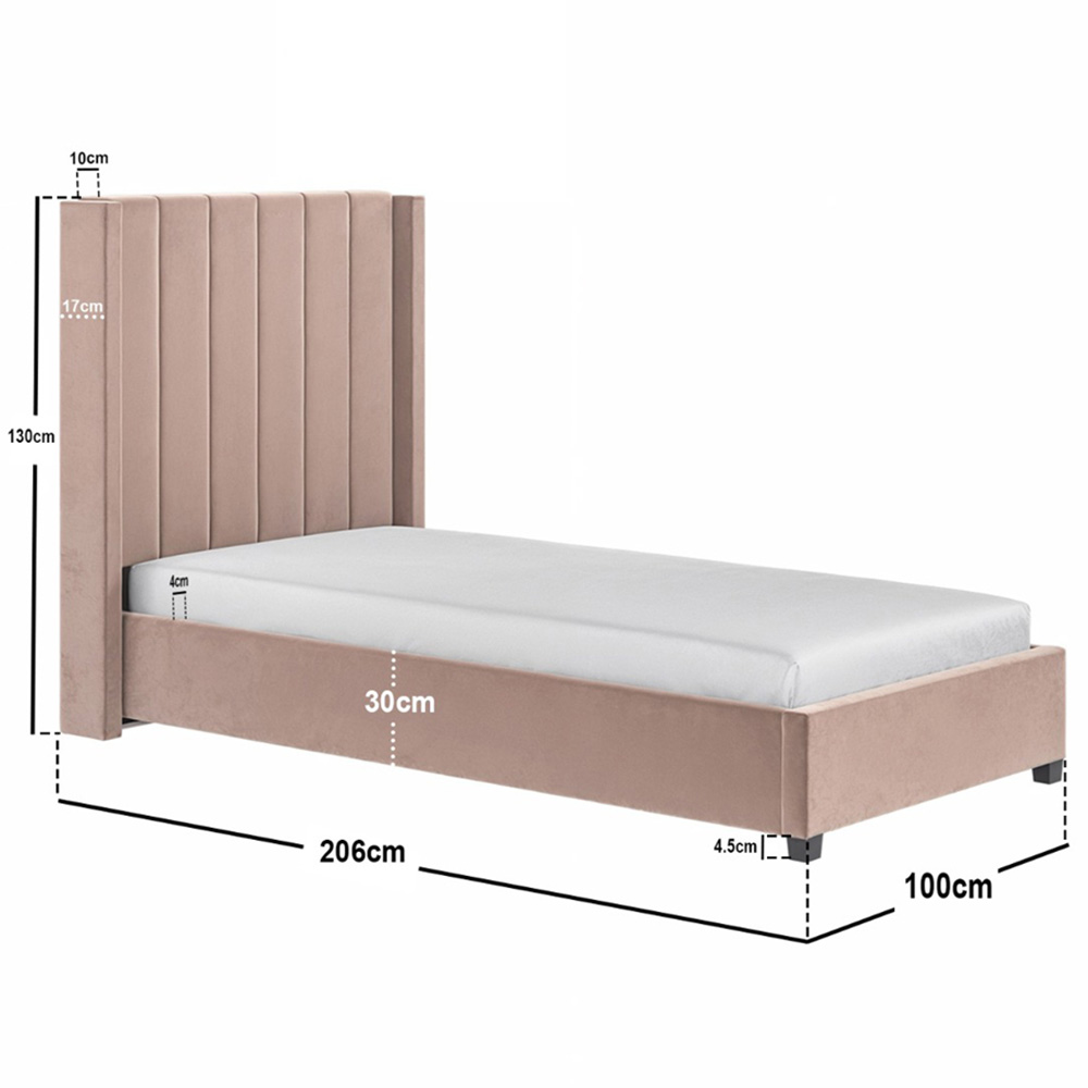 Flair Tiggy Single Pink Velvet Ottoman Bed Image 7