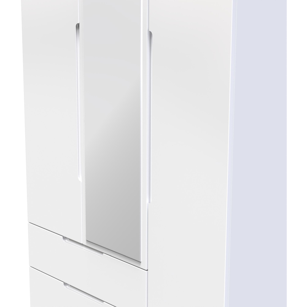 Crowndale Milan 3 Door 2 Drawer Gloss White Tall Mirror Wardrobe Image 5