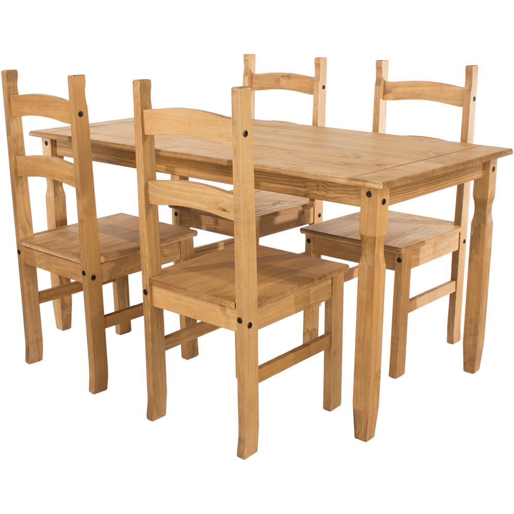 Core Products Corona 4 Seater Dining Set Antique Pine Image 2