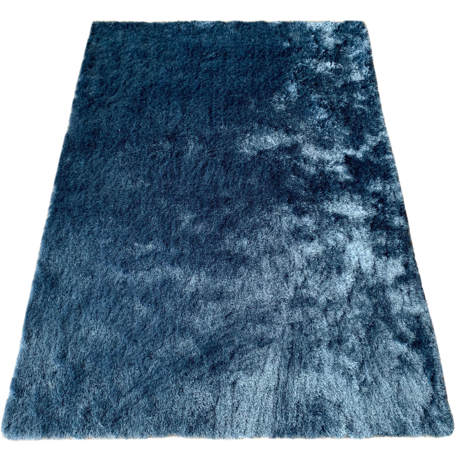 Sky Blue Silky Shaggy Rug 140 x 200cm Image 1