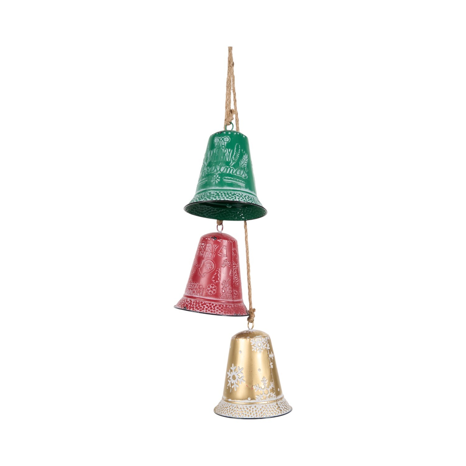 Hanging Bells Decoration Red, Green and Gold Image 2