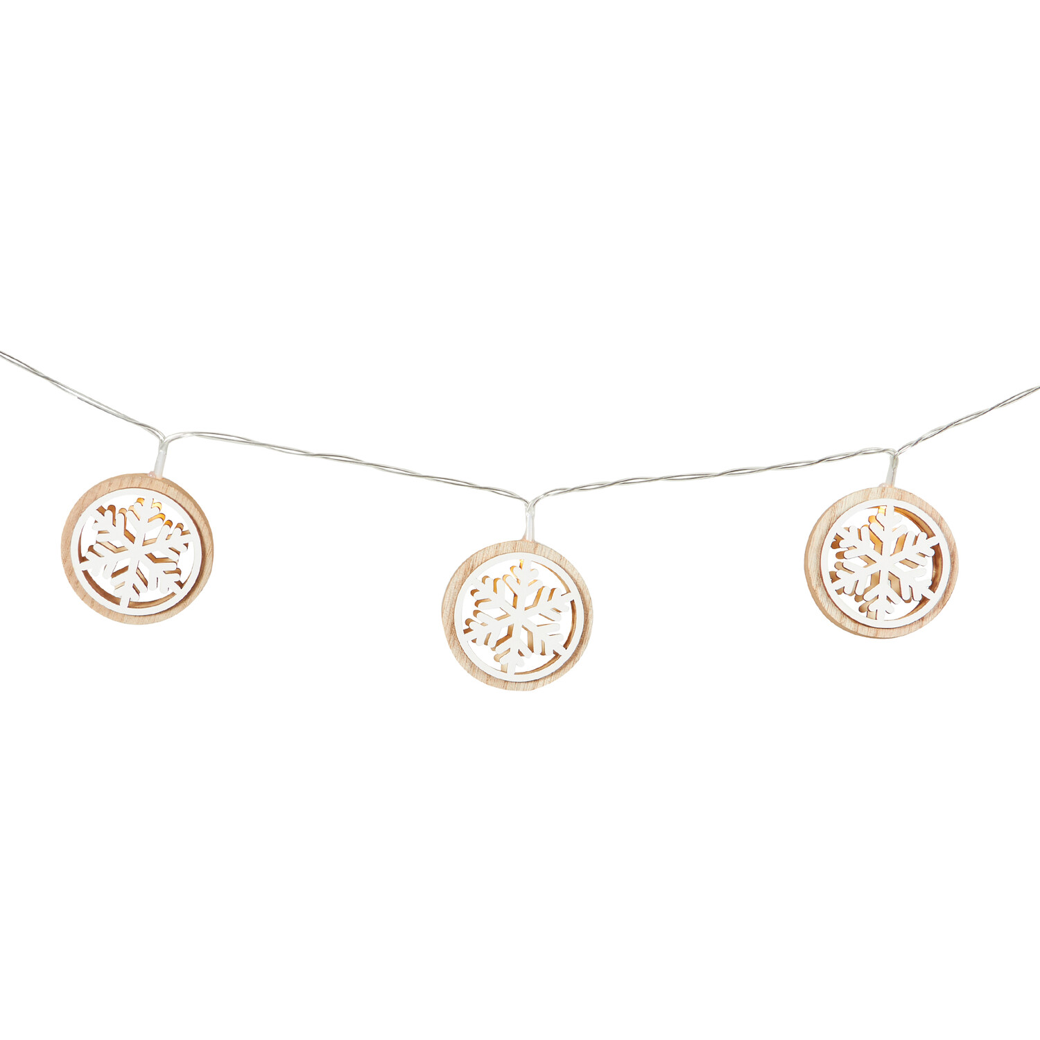 Wooden Snowflake LED String Lights Image 2