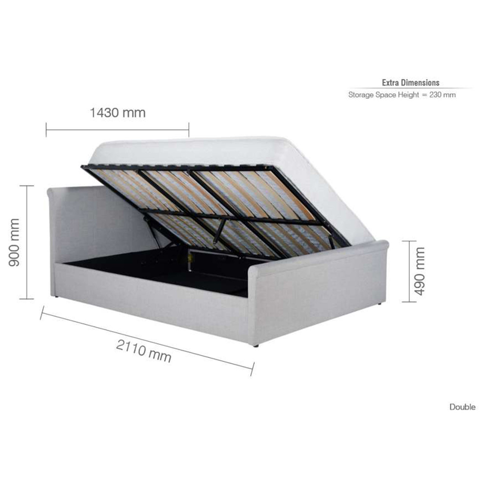 Stratus Double Grey Polyester Ottoman Bed Image 5