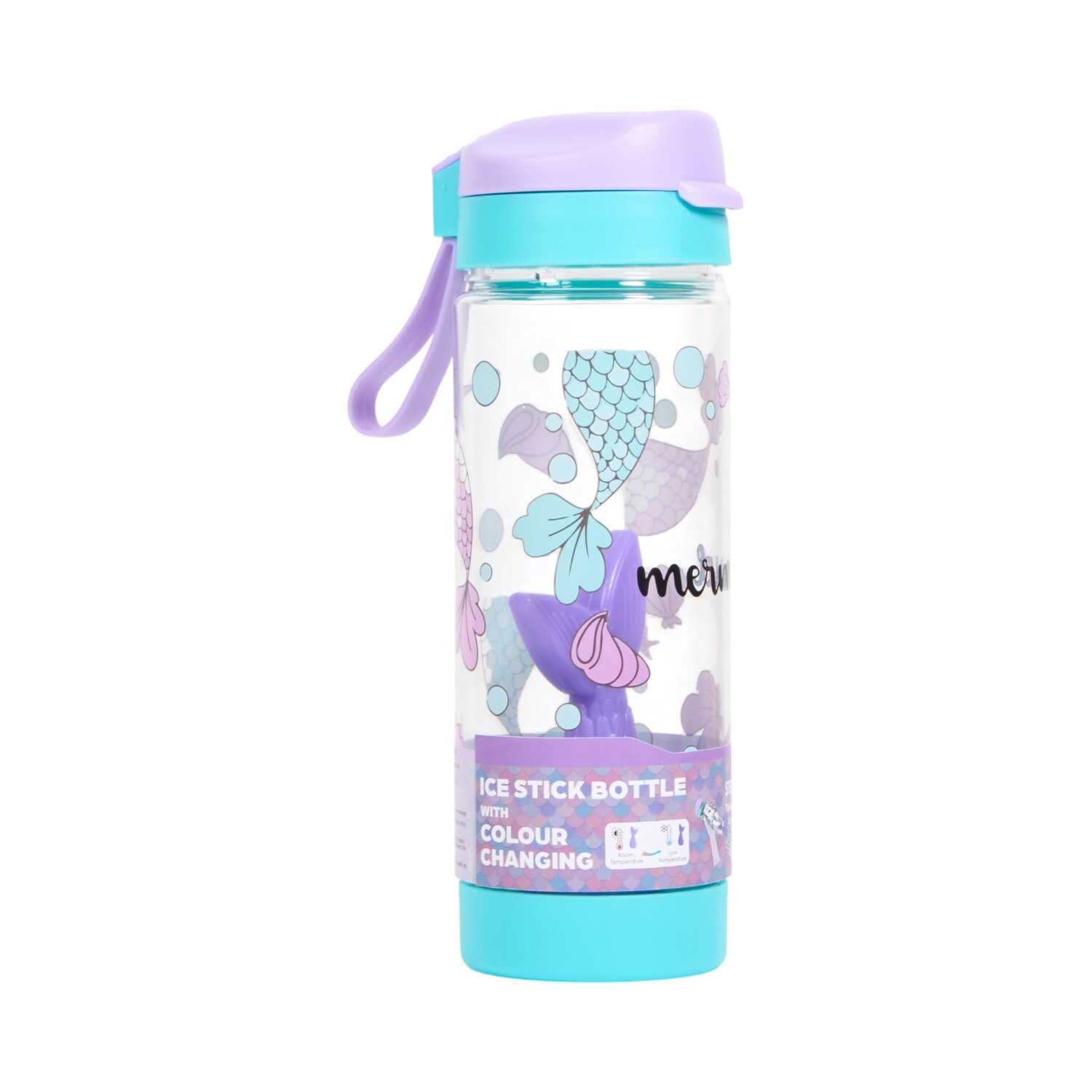 Mermaid Print Ice Stick Bottle Blue and Purple Image 2
