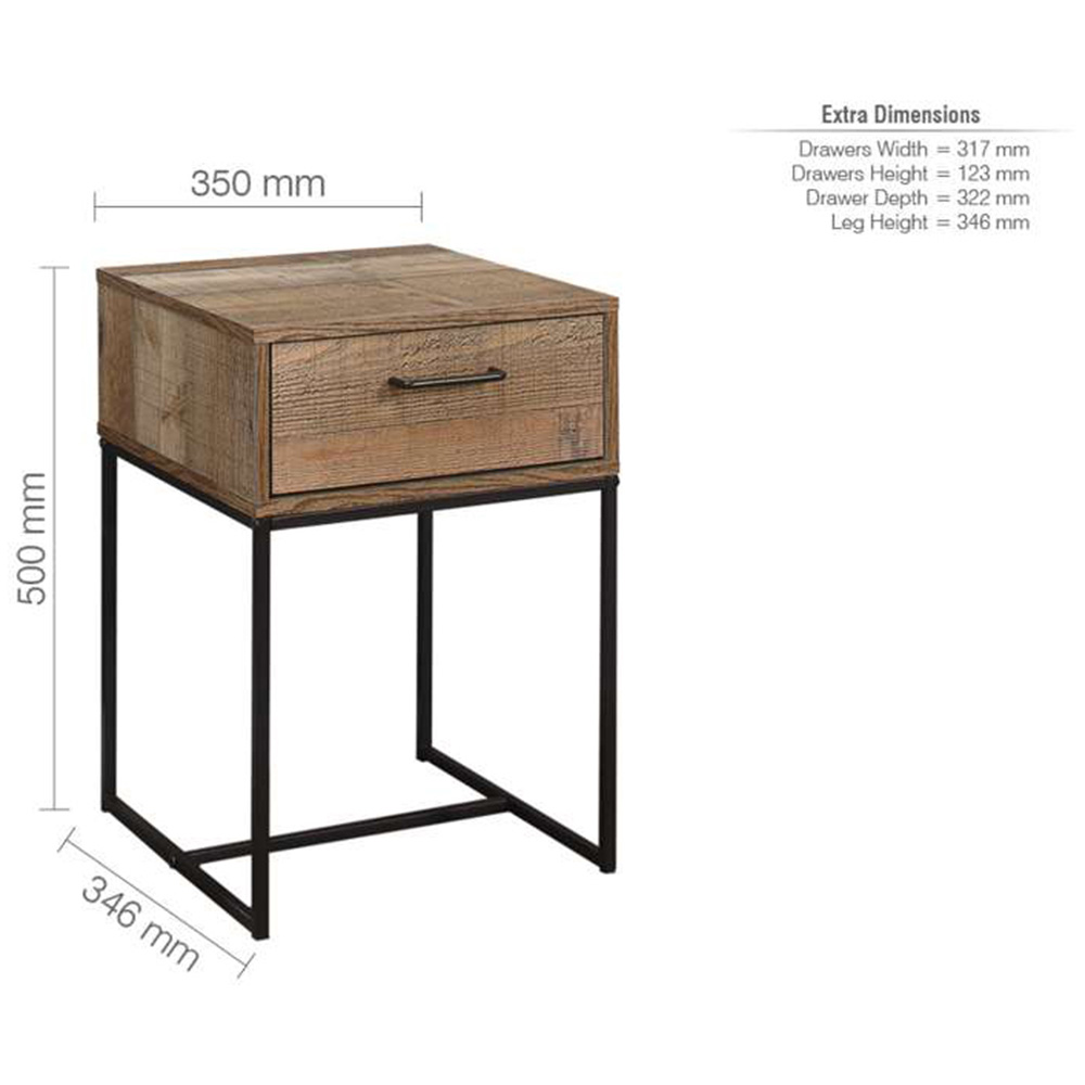 Urban Single Drawer Brown Narrow Bedside Table Image 4