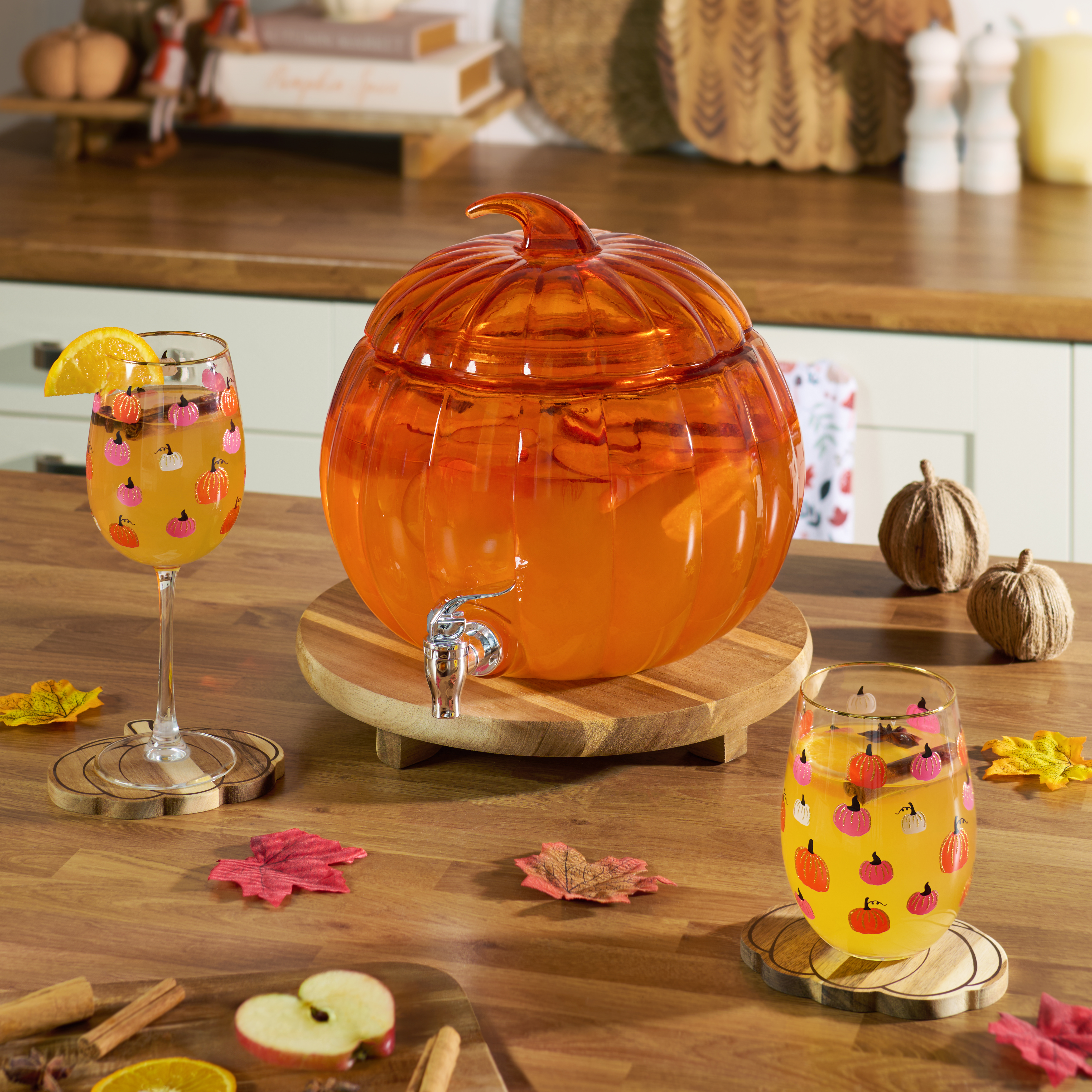 Pumpkin Glass Drink Dispenser Orange Image 2