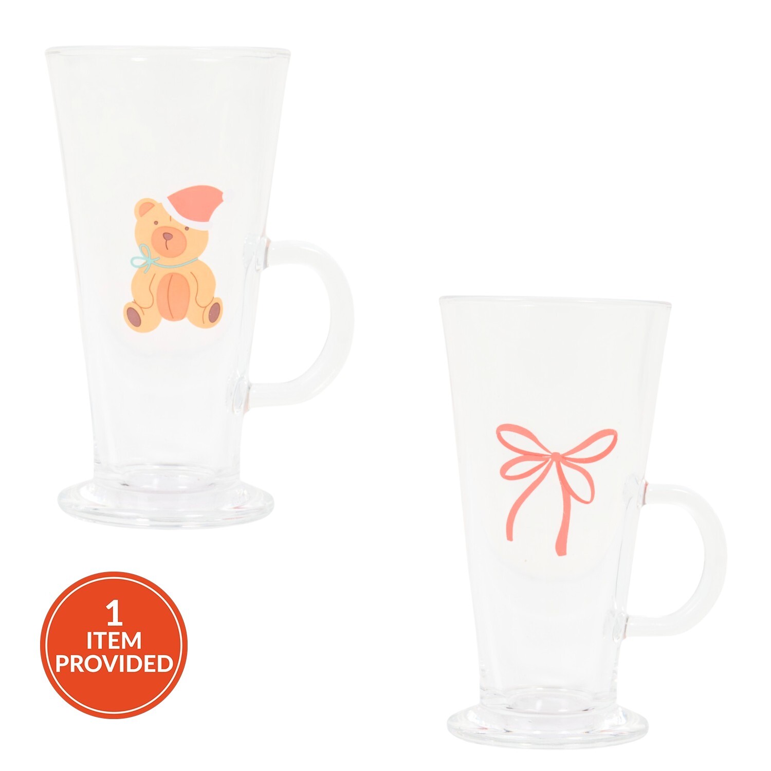 Christmas Bear or Bow Glass Latte Mug Image 1