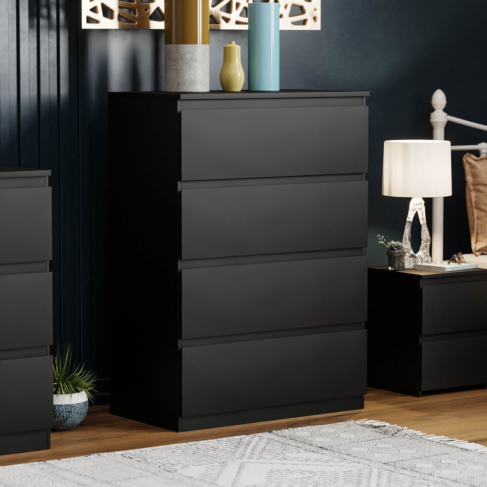 Vida Designs Denver 4 Drawer Black Chest of Drawers Image 7