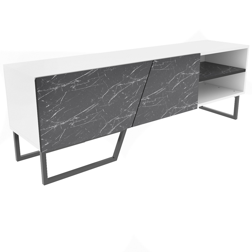 Decorotika Denasse White and Black Marble Effect TV Unit Image 4