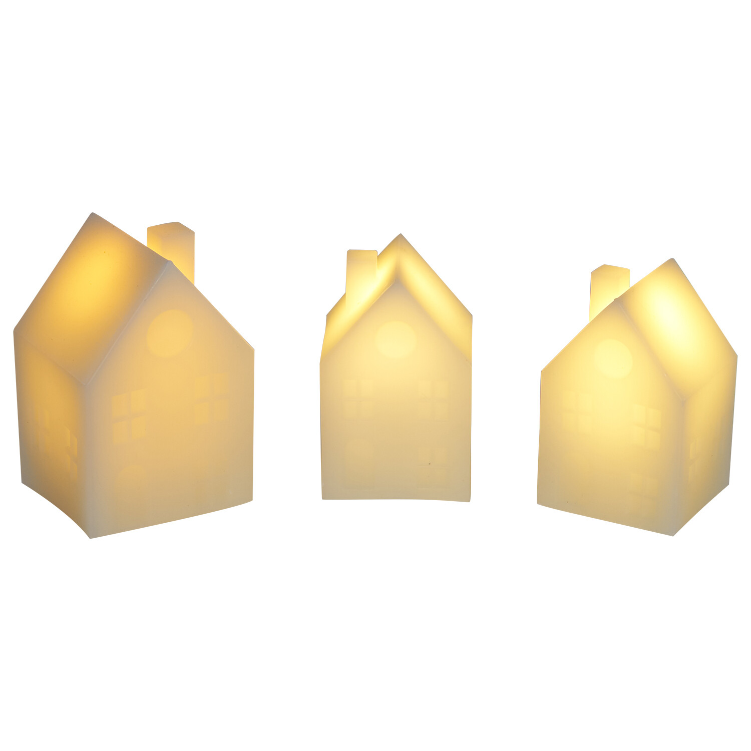 Set of 3 Houses LED Candles White Image 5