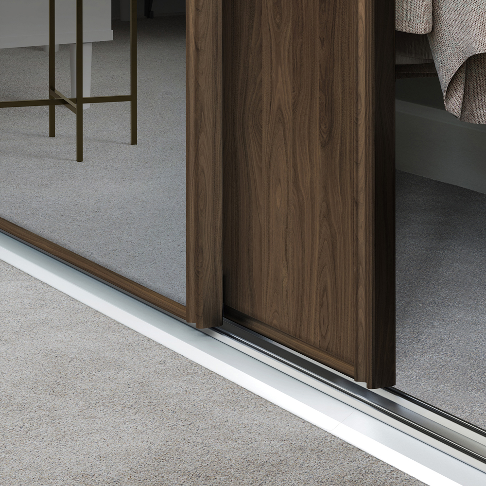 Spacepro Classic 2 Door Walnut Frame Sliding Wardrobe Kit with Single Panel and Mirror 1489mm Image 3