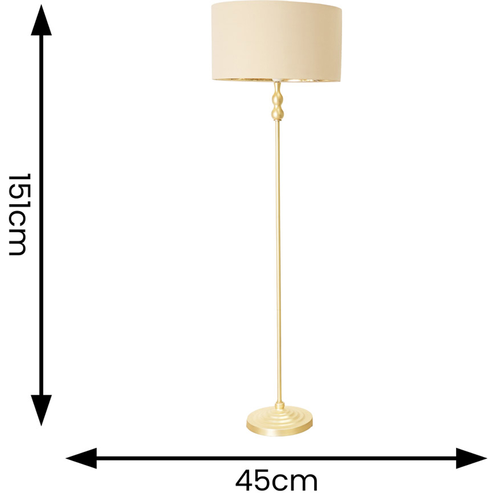 ValueLights Maggie Beige and Metallic Gold Drum Shade Candlestick LED Floor Lamp Image 4