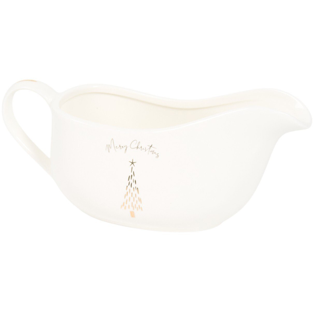 Metallic Gold Pine Gravy Boat White Image 7