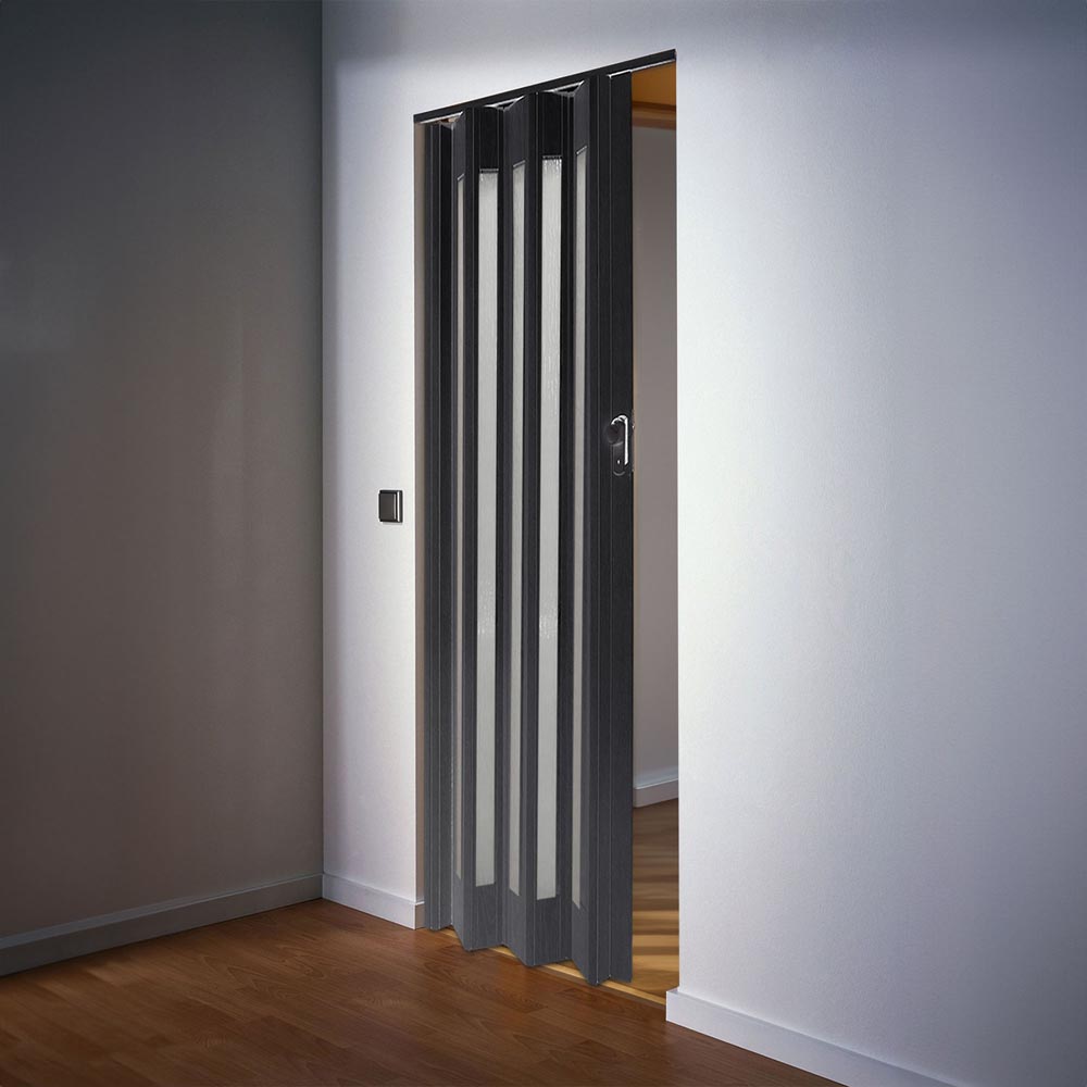Living and Home Accordion Black PVC and Acrylic Folding Door 87 x 203cm Image 5