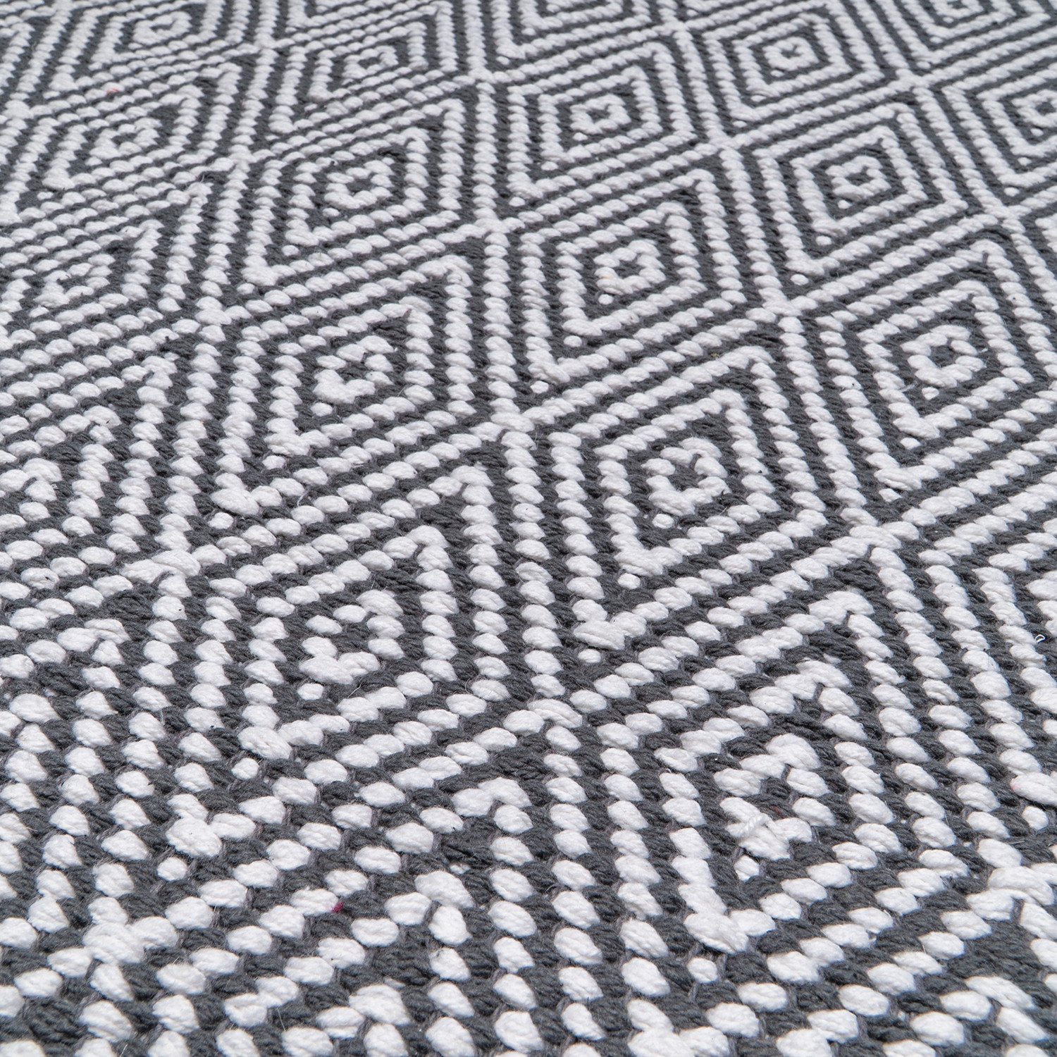 Chindi Charcoal Diamond Geo Rug 130 x 70cm Image 2