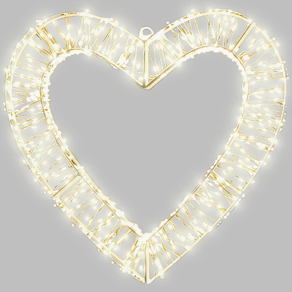 Xmas Haus Warm White LED Heart Shape Wreath 40cm Image 3
