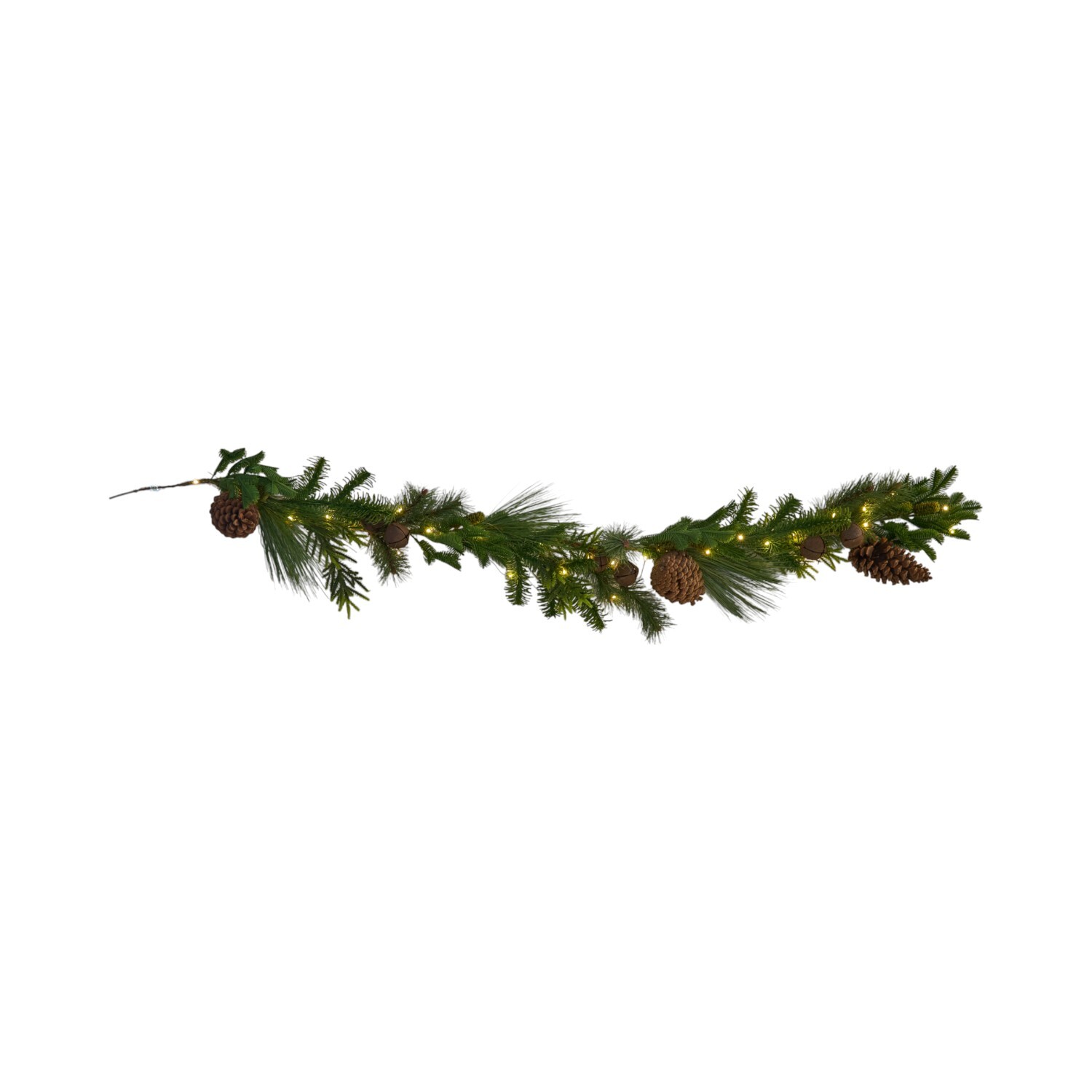 Pinecone and Bells Garland - Green and Brown Image 2