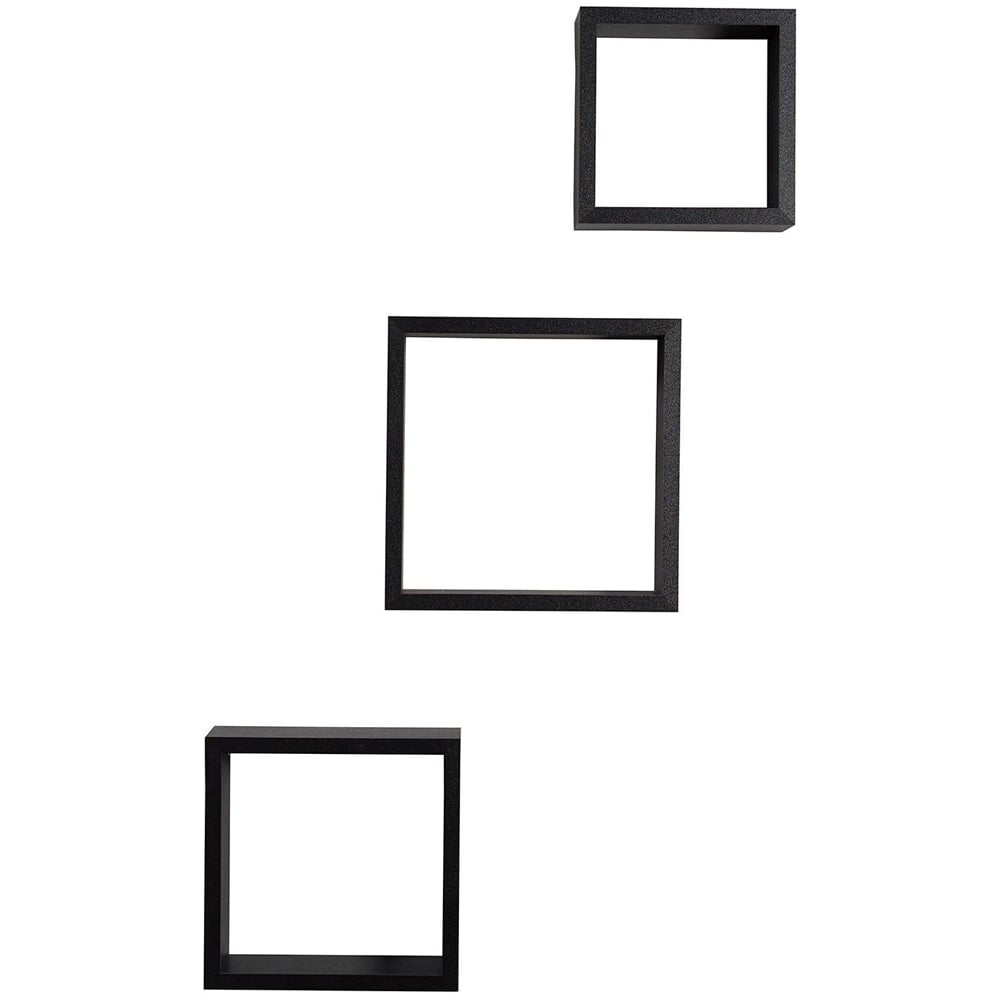 Black Wall Mounted Cubes 3 Pack Image 1