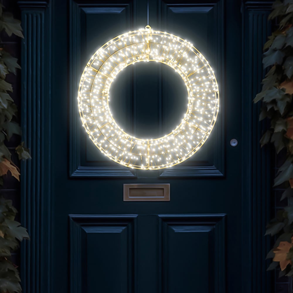 Xmas Haus Warm White LED Metal Wreath 70cm Image 4