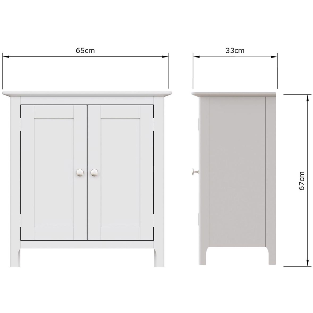 FWStyle Palma 2 Door White Ready Assembled Compact Sideboard Image 9