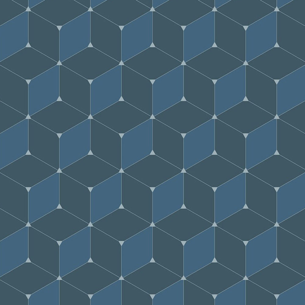 Bobbi Beck Eco Luxury Geometric Cube Navy Wallpaper Image 1