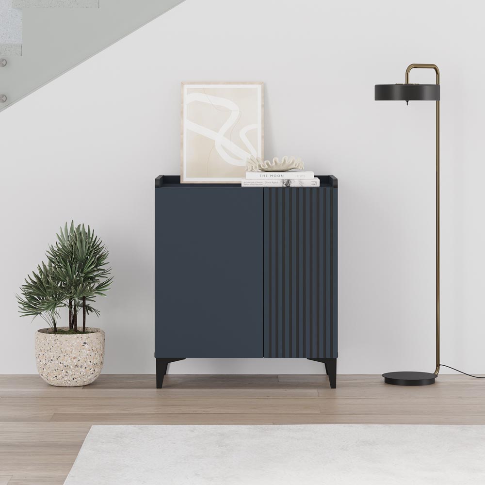 Decortie Olie 2 Door Deep Blue and Black Bute Compact Sideboard Image 3