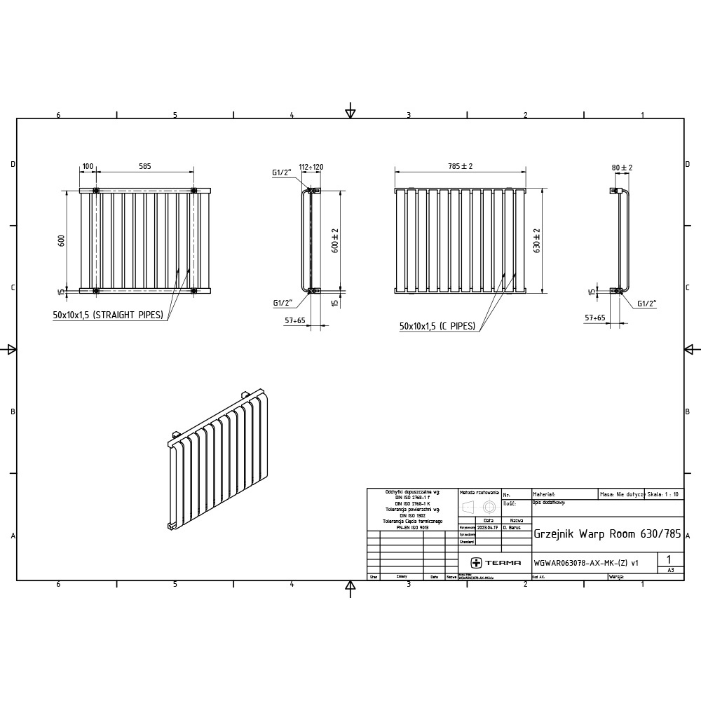 Terma Warp Room 2960 BTU Matt White Radiator 630 x 785mm Image 9