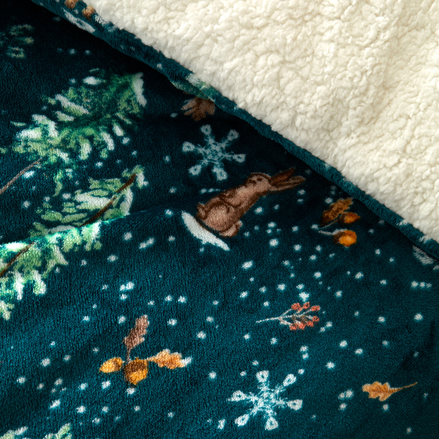 Woodland Friends Fleece Duvet Set Green Image 3