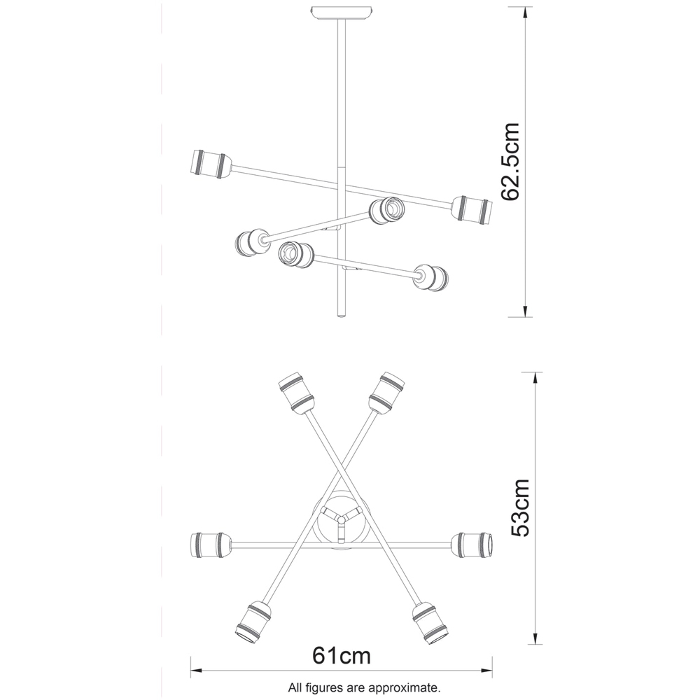 Cosylyte Charlton 6 Light Adjustable Arm Industrial Ceiling Light Image 7