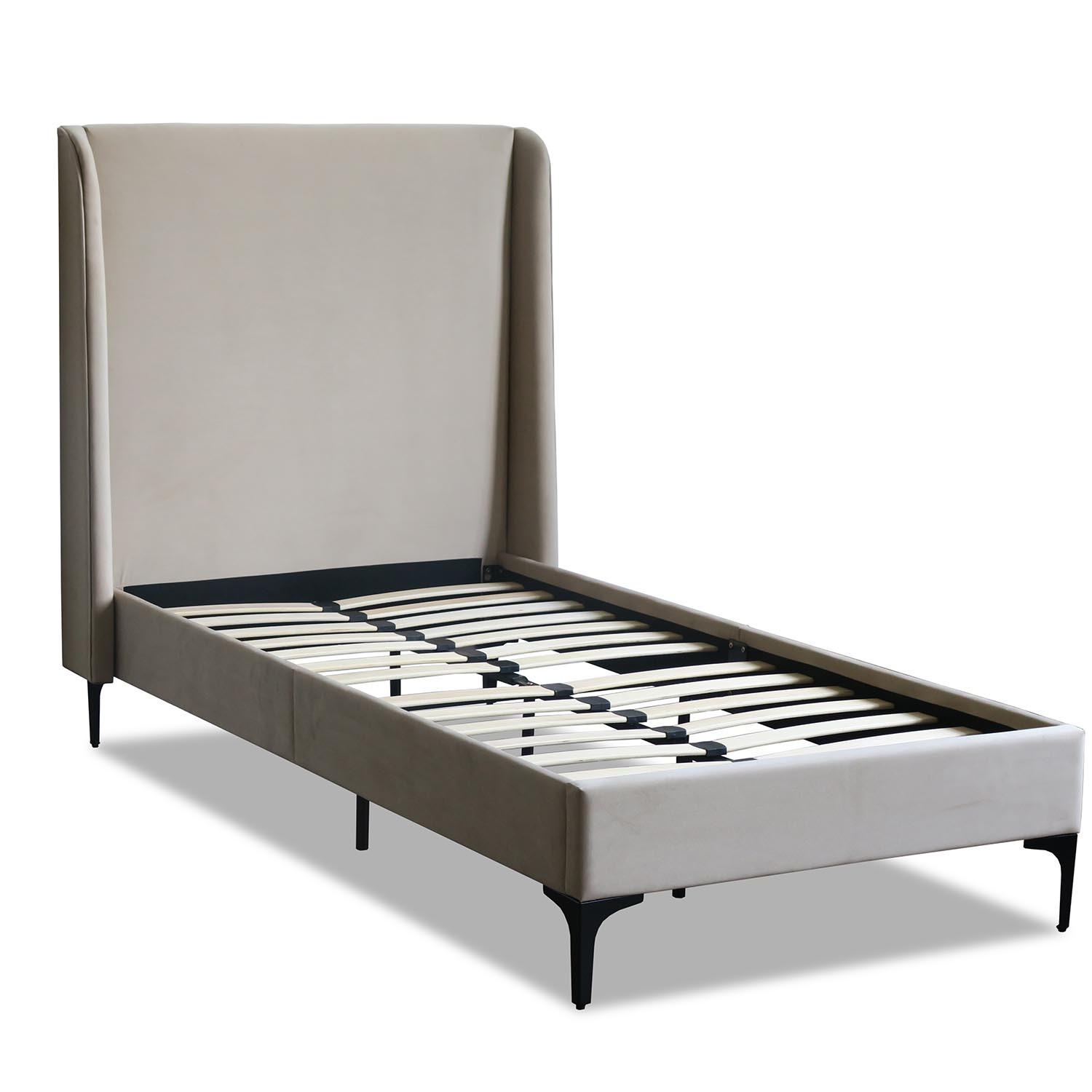 Lauren Single Cream Wooden Fabric Bed Image 4