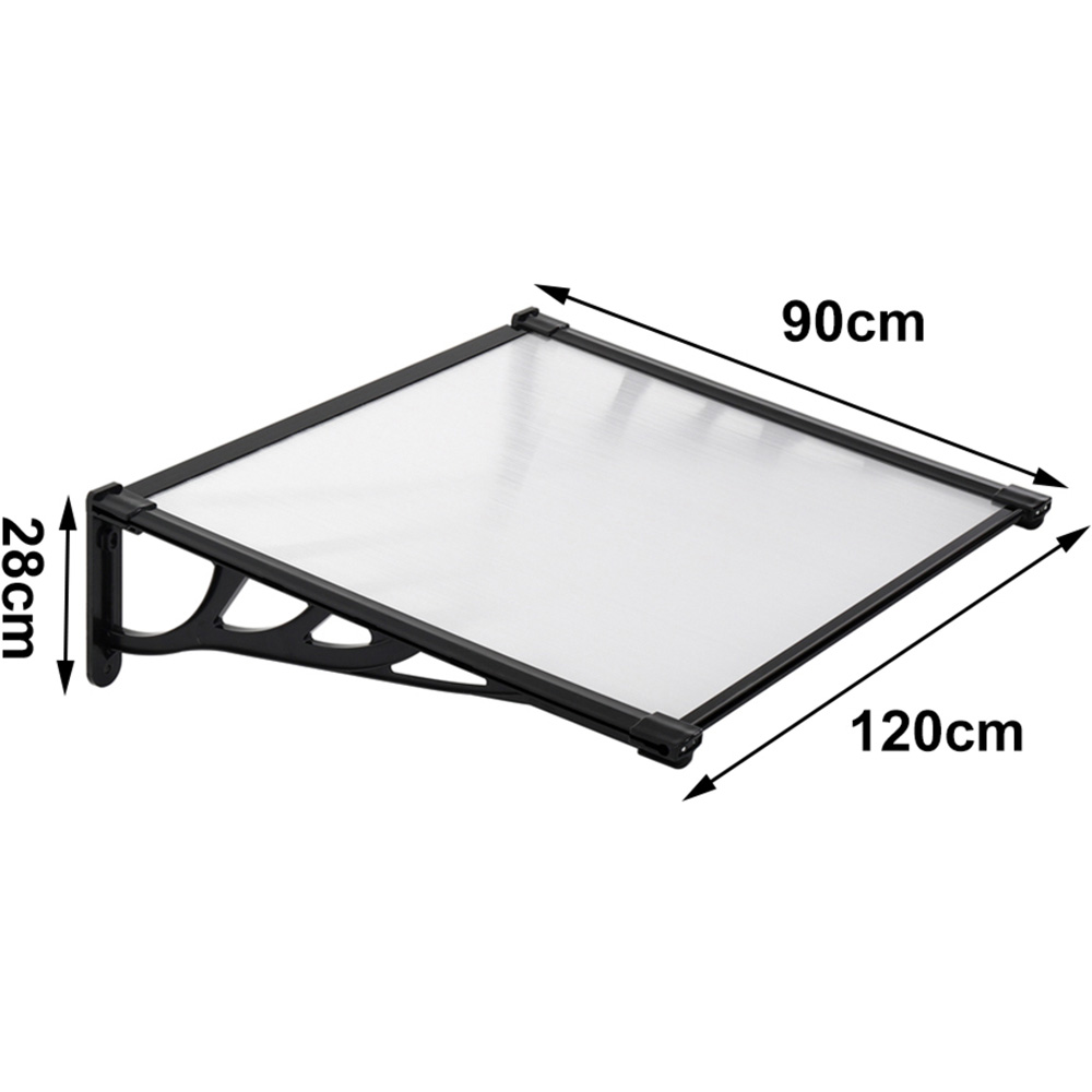 Living and Home Black Window and Door Awning Canopy with Brackets 90 x 120cm Image 6