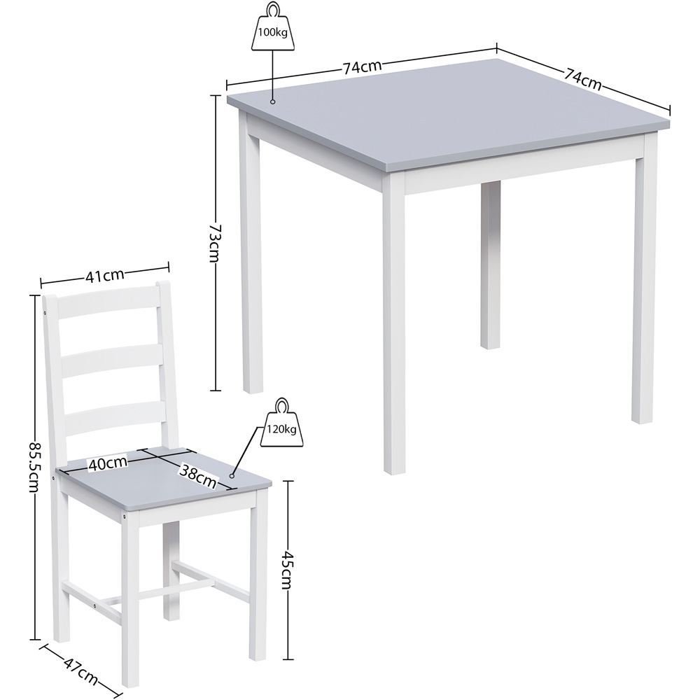 Vida Designs Yorkshire 2 Seater Dining Set White and Grey Image 9