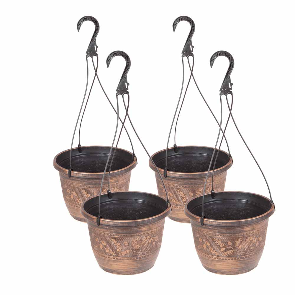 YouGarden 25cm 4 Pack Acorn Plastic Hanging Baskets Image 1