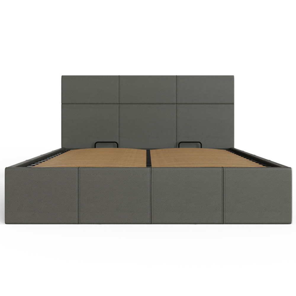 GFW Small Double Grey Faux Leather Side Lift Ottoman Bed with Bonnell Mattress Image 5