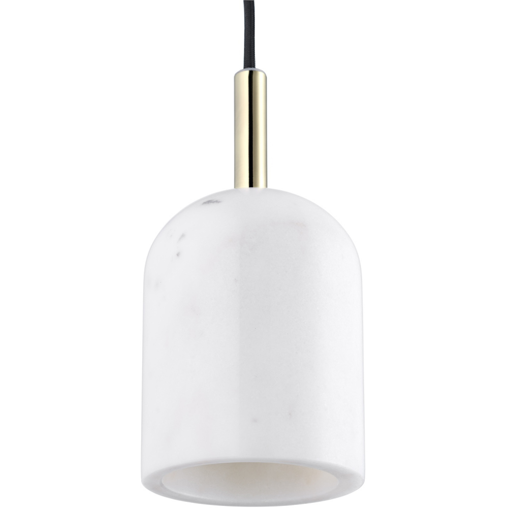 Happy Homewares White Marble Scandinavian Design Black Fabric Cable Pendant Lamp Fitting Image 3