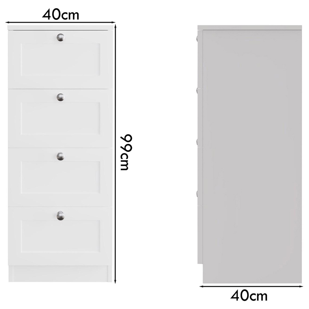 FWStyle Artus 4 Drawer White Panelled Chest of Drawers Image 7
