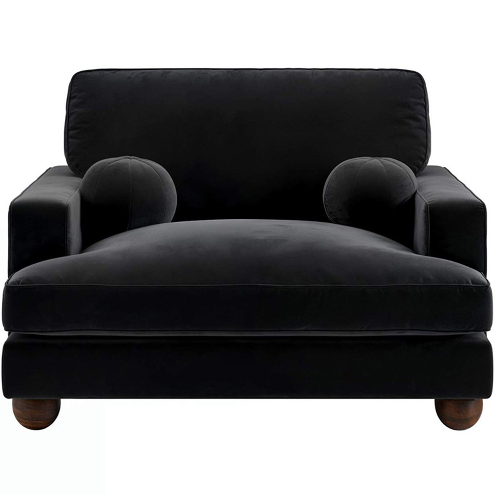 Solace+Co Addison Black Velvet Loveseat Sofa Image 2