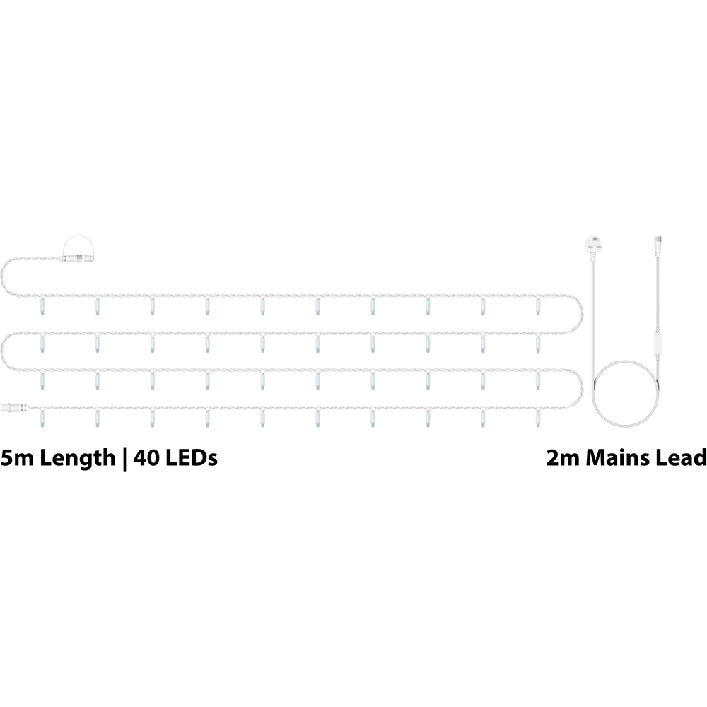 Eagle Connect Cool White LED White String Light 5m Image 6