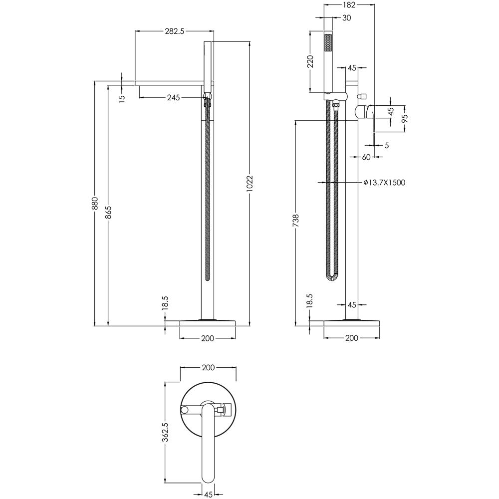 nuie Chrome Freestanding Bath Shower Mixer Image 2