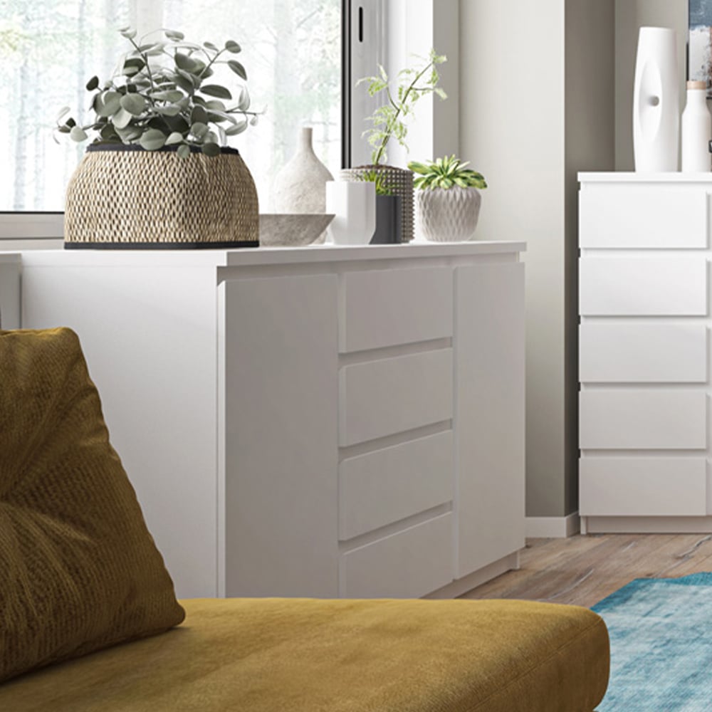 Florence Fribo 2 Door 4 Drawer White Sideboard Image 4