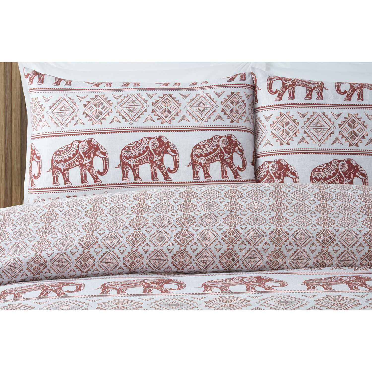 Hathi Elephant Duvet Cover and Pillowcase Set - Rust / Double Image 3