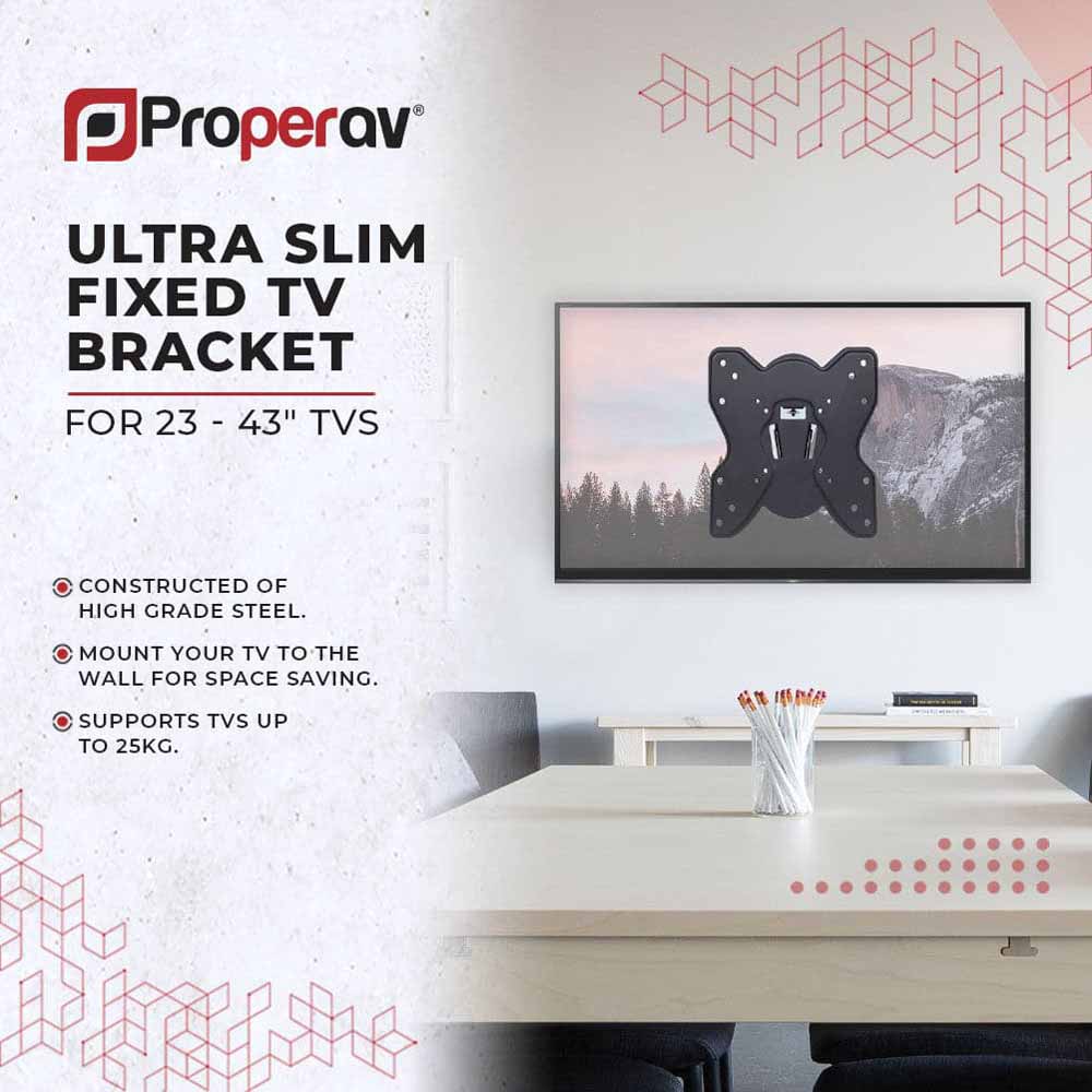 Properav Black Ultra Slim TV Bracket 23 to 43 inch Image 3