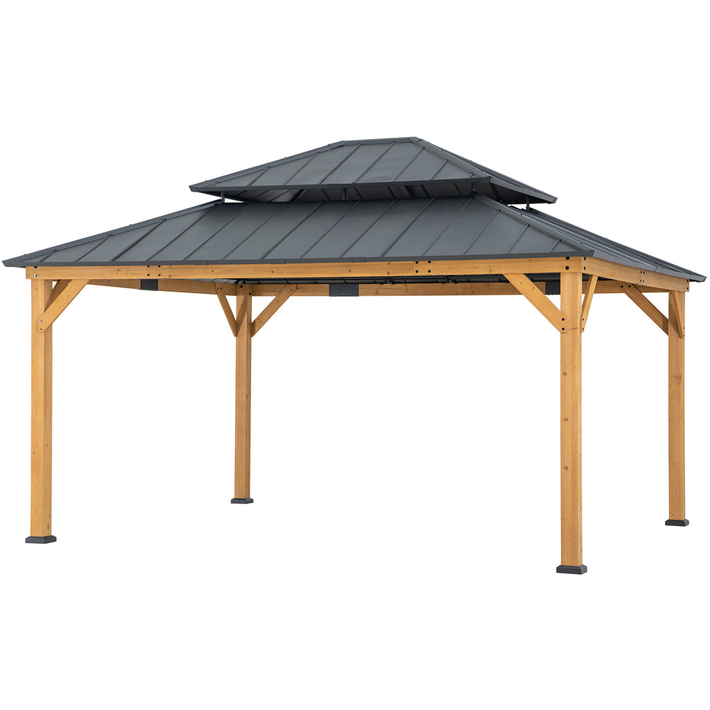 Sunjoy Rimo 3.9 x 4.5m Anthracite Cedar Wood Gazebo Image 2