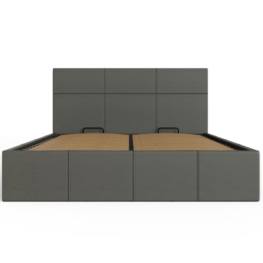 GFW Double Grey Faux Leather Side Lift Ottoman Bed with Bonnell Mattress Image 5