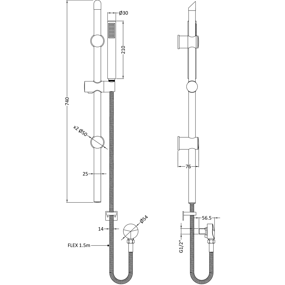 nuie Brushed Bronze Slide Rail Kit Image 2